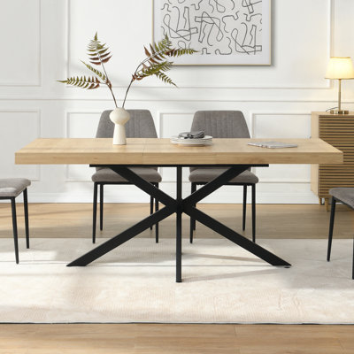 Extendable Dining Table 6 Seater 140-180cm X Leg Storage Kitchen Dining Room Industrial