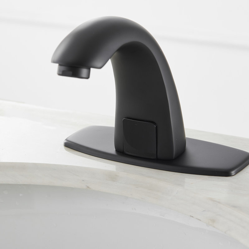 Automatic Sensor Touchless Single Hole Low Arc Deck Mount Bathroom Faucet With Pop Up Drain