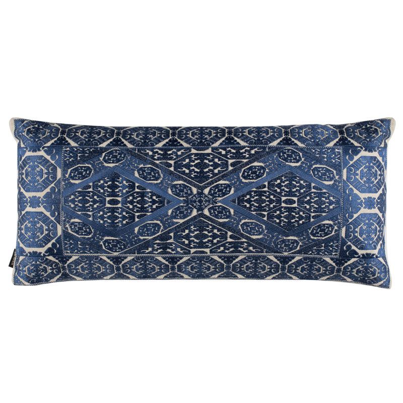 Llilli Ikat Linen Reversible Throw Pillow, 12" x 20", Blue
