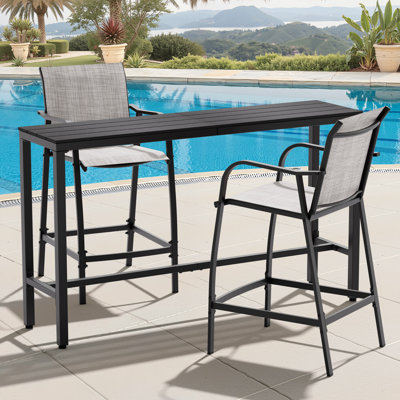 Ensemble repas d'extérieur pour 2 personnes (ensemble 3 pièces, table rectangulaire)