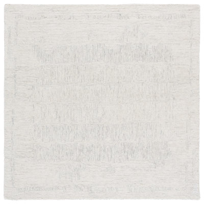 Ermalee Ebony Hand Tufted Wool Abstract Rug