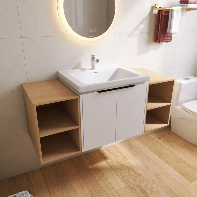 Meuble-lavabo flottant moderne avec lavabo en céramique Arminan, 48"