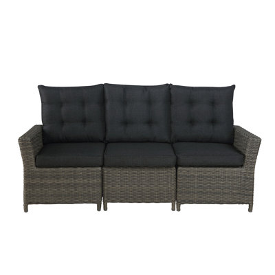 Asti All-Weather Aluminum Three-Seat Reclining Sofa with Cushions