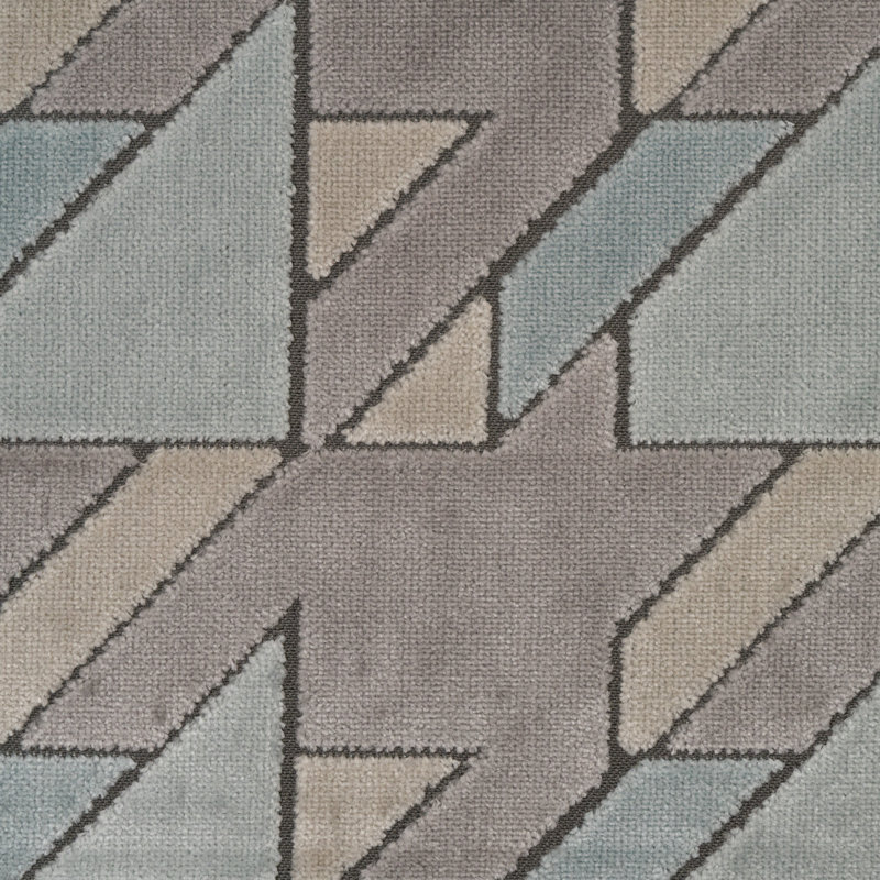 Briefcase Geometric Cut Velvet Upholstery Fabric, Iceberg