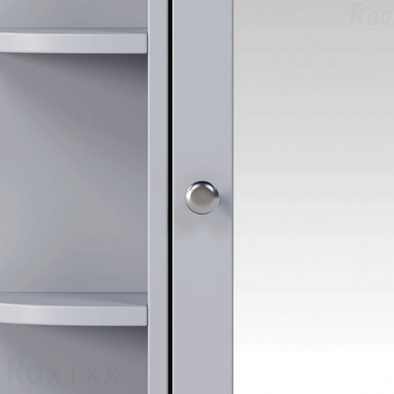 Bathroom Wall Storage Cabinet With Mirror, Medicine Cabinet With Adjustable Wood Shelf & Doors, Mounted Storage Cabinets With 6 Open Shelves, Gray