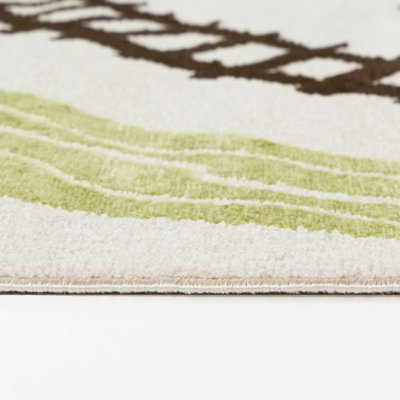 Virginia Orange/Green Kids Train Tracks Area Rug