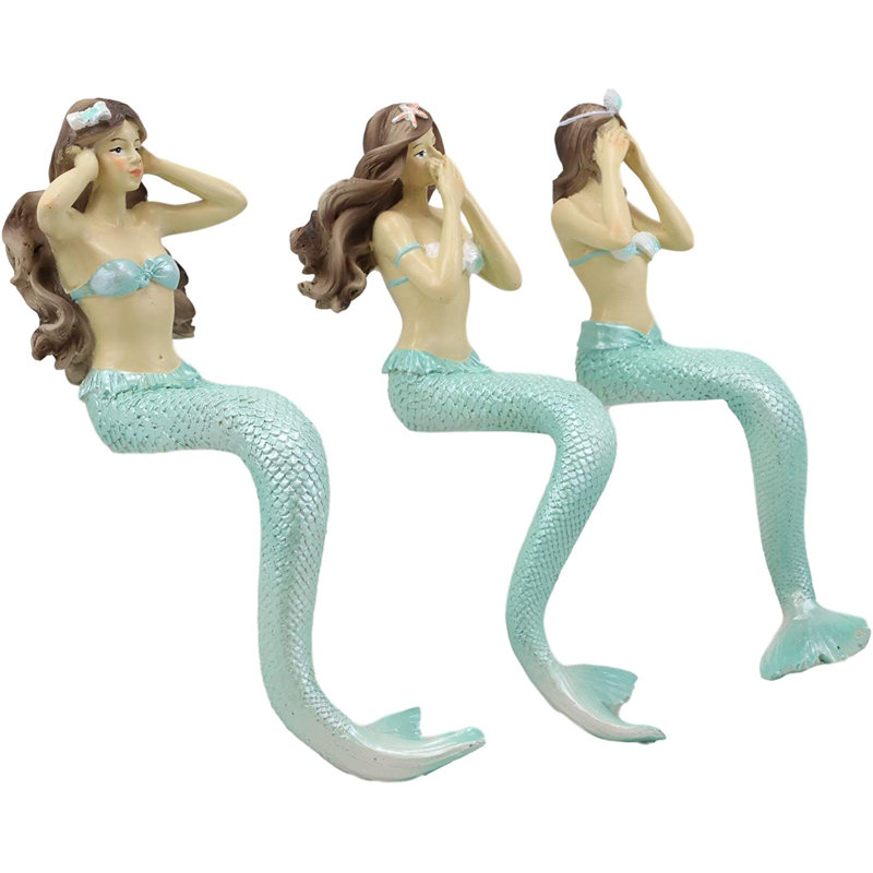 Ensemble de 3 figurines 3 pièces Lafon Ocean See Hear Speak No Evil Mermaid
