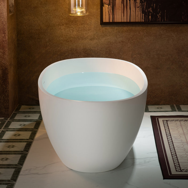 Baignoire autoportante en résine de 67 po avec trop-plein et drain escamotable 67 po, H 22 po x L 66 po x l 30,75 po