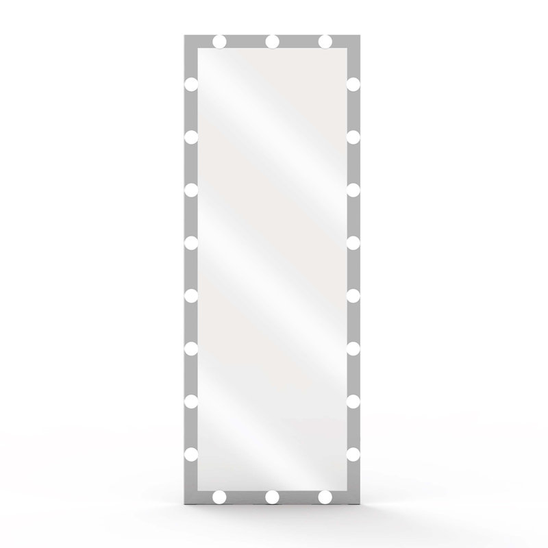 Full Length Mirror with Lights Full Body Vanity Mirror with 3 Color Modes Lighted Standing Floor Mirror, Silver