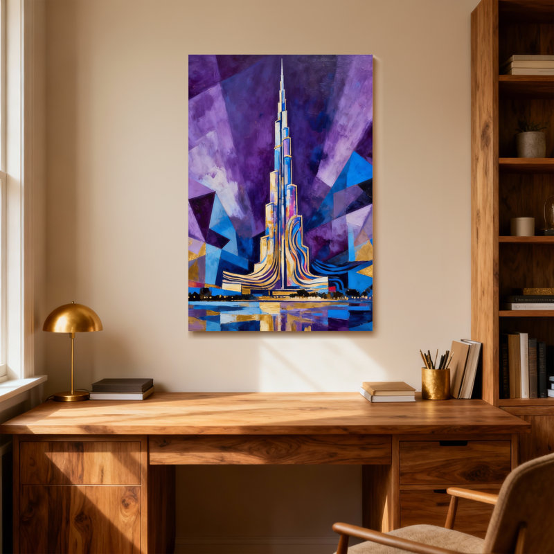 Scène de paysage urbain et urbain abstrait, H 40 po x l 28 po