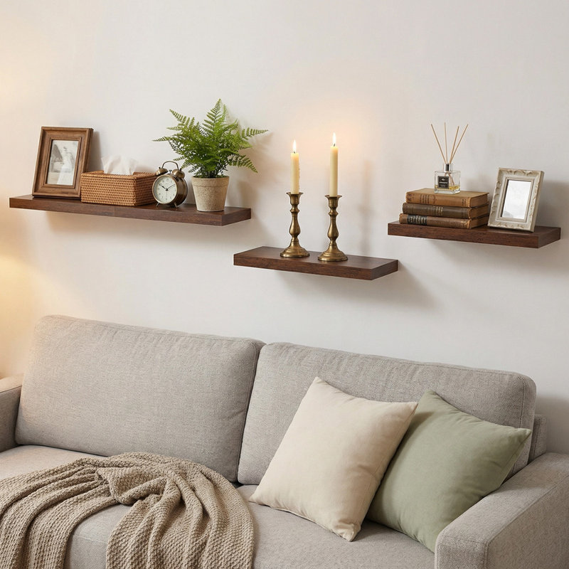 Tablettes flottantes en bois pour mur (ensemble de 4)