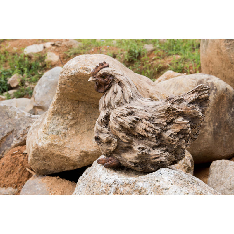 Statue de poule accroupie Driftwood