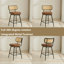 Tabouret de comptoir pivotant 26 po en similicuir rembourré avec dossier en rotin et structure en métal-2144153955-2144153959