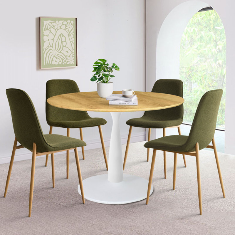 Folmar 4-Person Dining Set with Round Table, Green