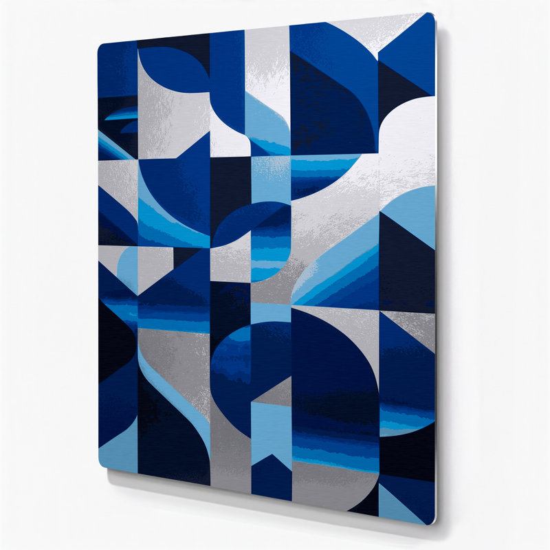 «Abstract Shapes» 13, art mural en métal bleu, H 8 po x l 10 po