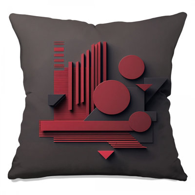 Red Geometric Shapes Double Sided Throw Pillows