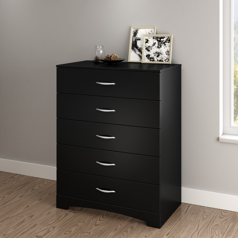Commode 5 tiroirs Step One, Noir, noir, noir, noir