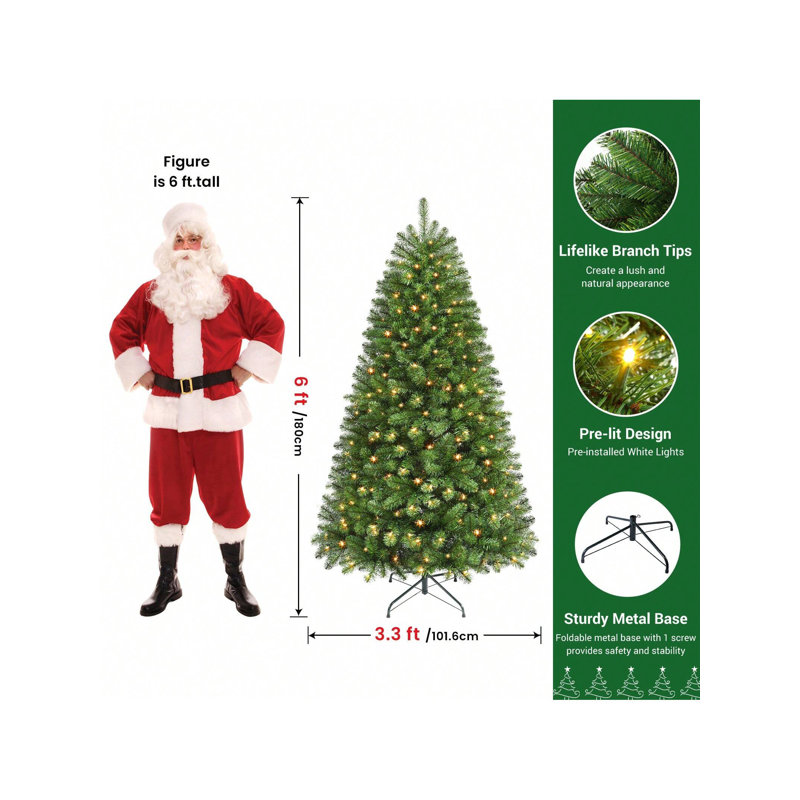 Lighted Artificial Christmas Tree, 5.91' H