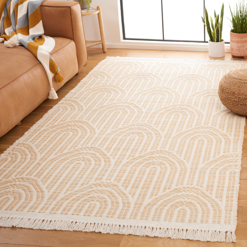 Tapis abstrait en laine tissé à plat à la main Koletyn, Rectangle 3 pi x 5 pi