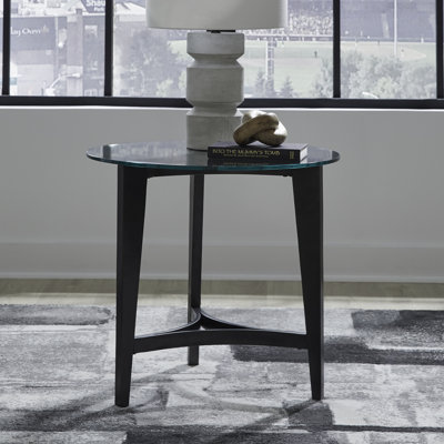 Almeida Round End Table w/ Glass Top