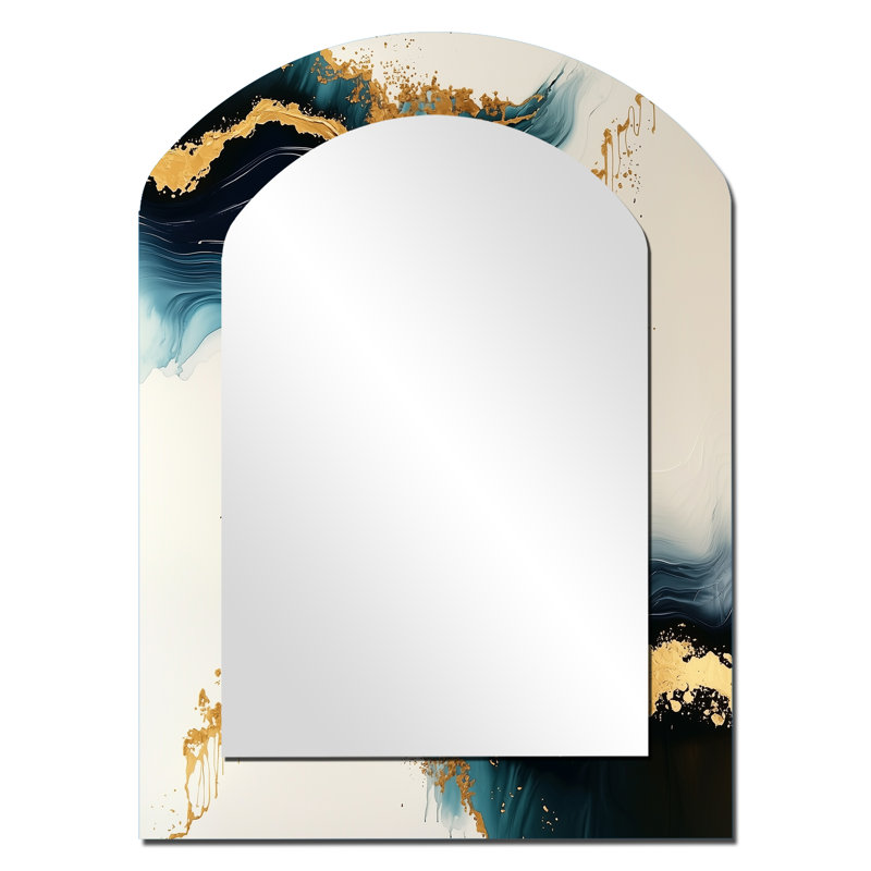 Golden Coastal arc-en-ciel de liquide Ink IV - miroir décoratif asymétrique à encre liquide, 34 po x 25 po