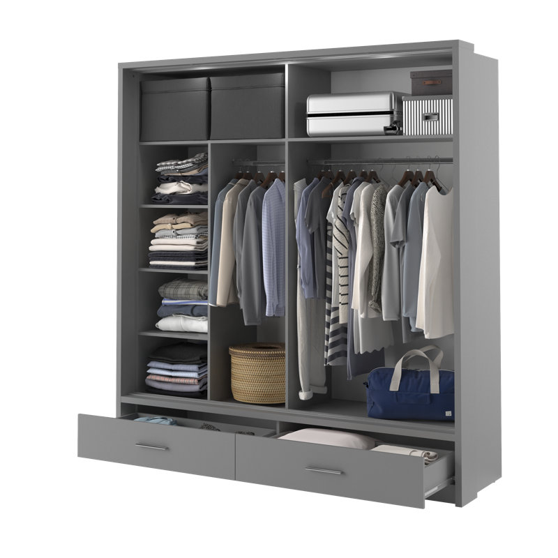 Tengan 2 Door Manufactured Wood Wardrobe, Grey