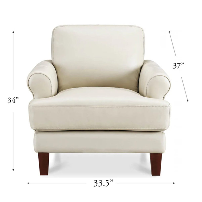 Fauteuil en cuir fleur Belsay, Crème