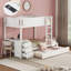 Lit simple superposé simple avec lit gigogne simple, rangement et bureau, blanc