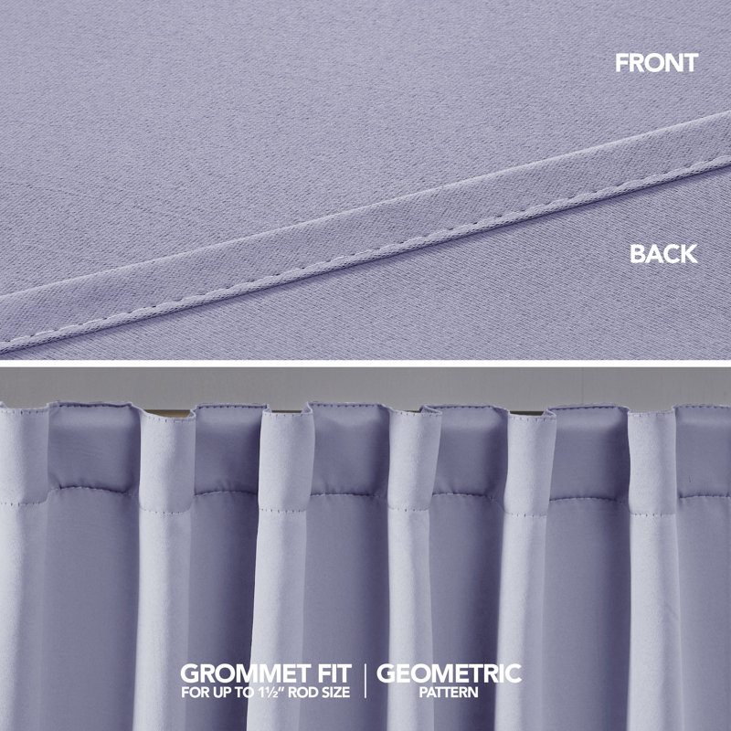 Taburao Back Tab Room Darkening Curtain Pair, 42" W x 95" L, Light Purple