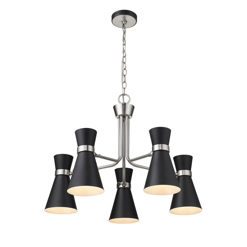 Lustre classic 5 lumières unique Fryda, Nickel brossé