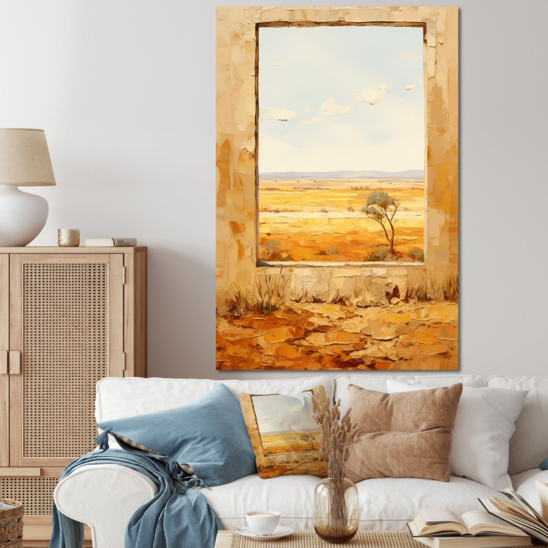 Été, pré, horizon, ferme, fenêtres II, Toile tendue, H 32 po x l 24 po