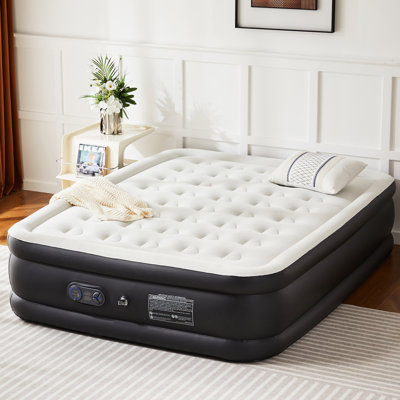 16" H Air Mattress Bed With Built-In Pump For Camping & Indoor Use + Kofi Memory Foam Plush Cooling Pillow  Perfect For Guest Sleepovers And Travel Comfort