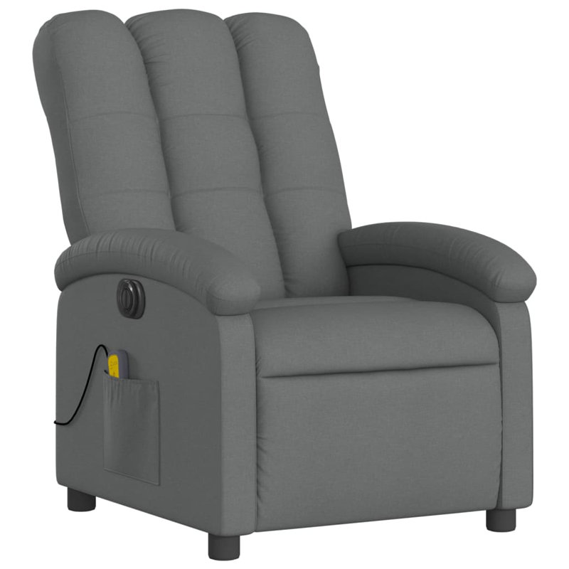 Fauteuil inclinable de massage vidaXL, dossier / repose-pieds réglable, tissu, Dark Grey Faux Leather, Courant