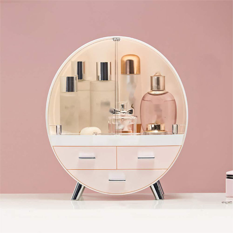 Aleiah Plastic Makeup Organiser, Pink/Gold