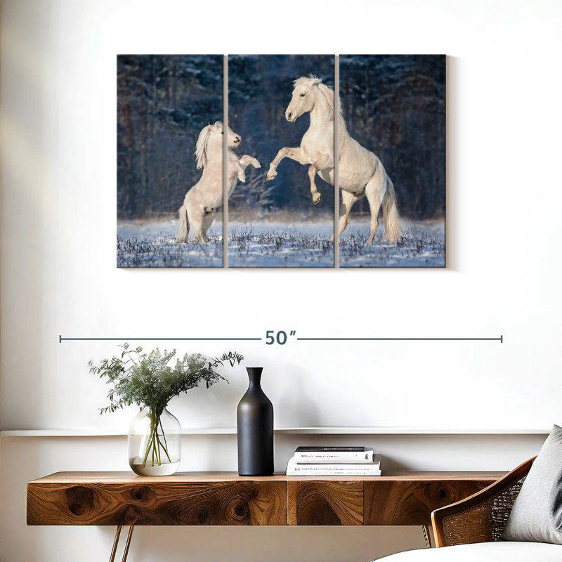 Brampt Winter White Horses, 48" H x 74" W
