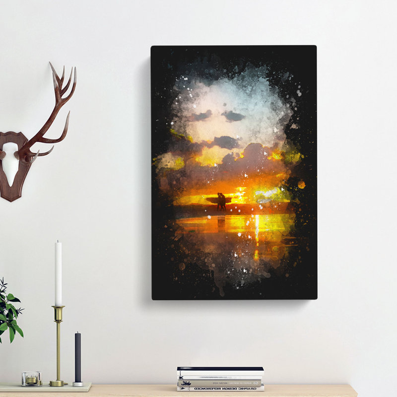 Surfing in Caleta de Famara in Spain - Wrapped Canvas, 76cm H x 50cm W x 3cm D