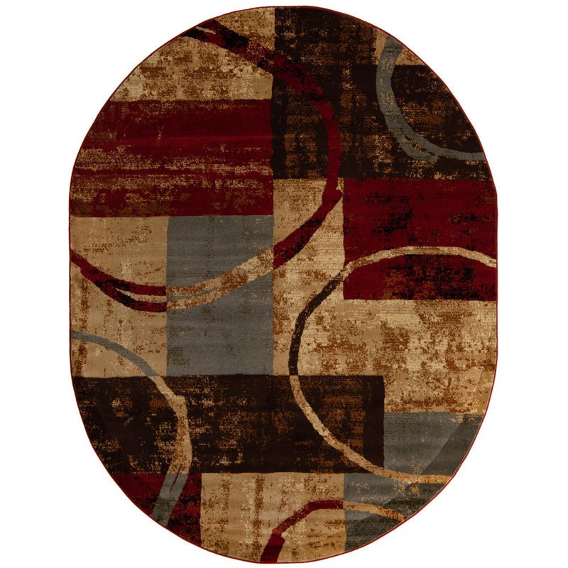 Abstract Indoor Rug, Oval 7'10" x 10'