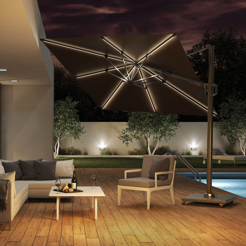 Aariyana 3m LED Lighting Square Parasol, Grey, Anthracite