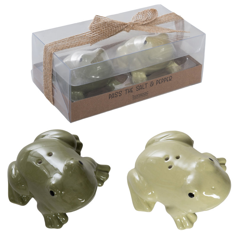 Ceramic Frog Salt and Pepper, Salt and Pepper Shaker, Green, Ceramic, Table, Kitchen, Spring, Tabletop