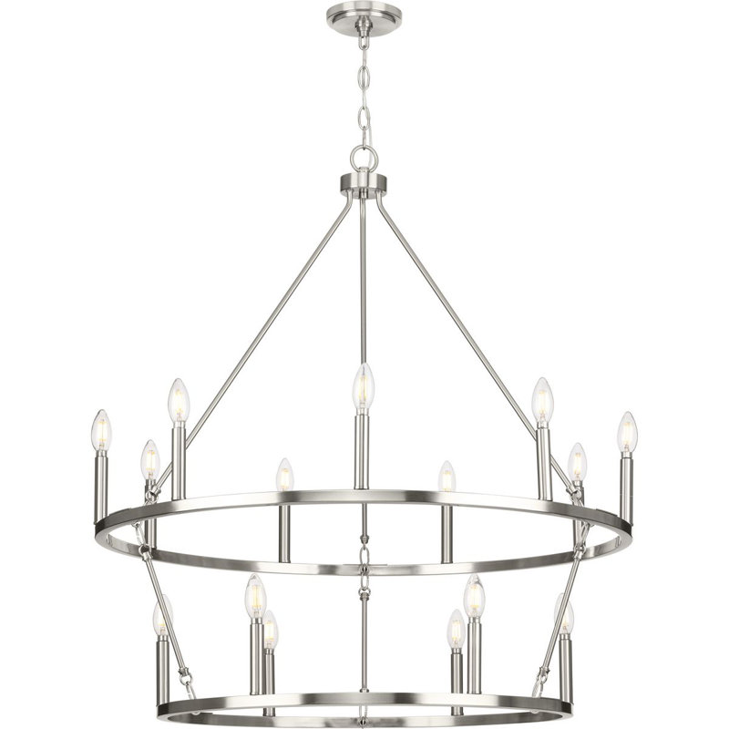 Nicat 15 - Light Dimmable Tiered Chandelier, Brushed Nickel