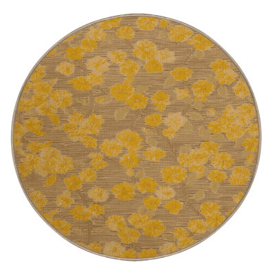 Machine Washable Botanical Brown Area Rug