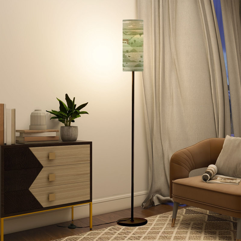 Lampe sur pied 68,5 po à fixation sur pied sans soudure à intensité variable en métal avec abat-jour en lin DEL incluse