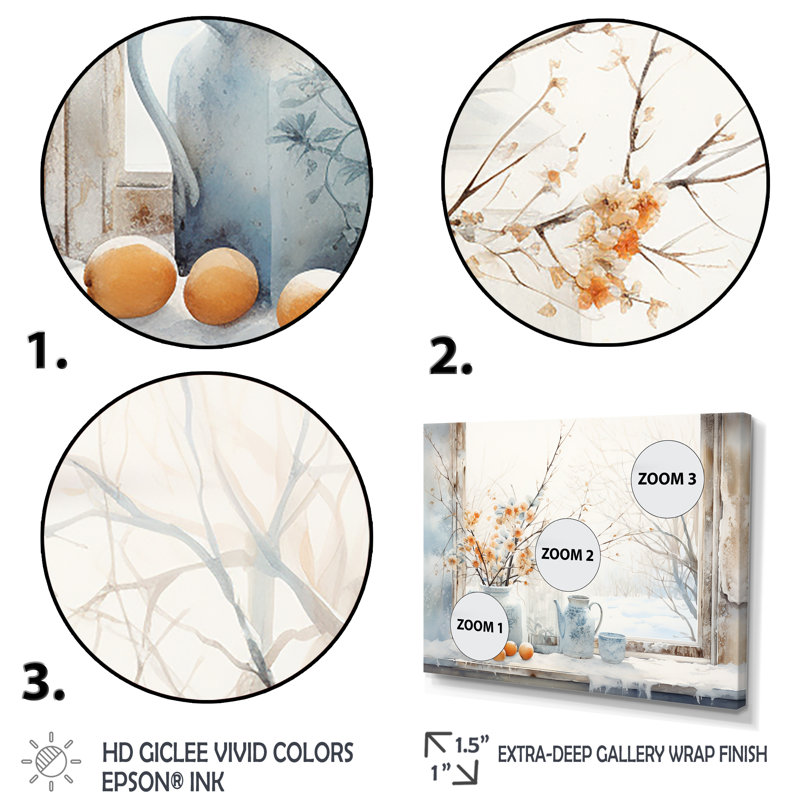 «Cottage In Winter Window Charm III», art mural fenêtres de ferme, Cadre flottant brun, H 16 po x l 32 po x P 1 po