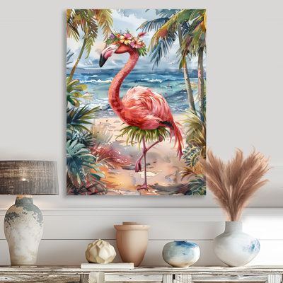 Décoration murale flamant rose dansant à Aruba - Flamant rose