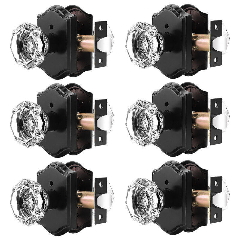 Boutons de porte en cristal Crystal, Noir mat, Intimité (lit et salle de bain)
