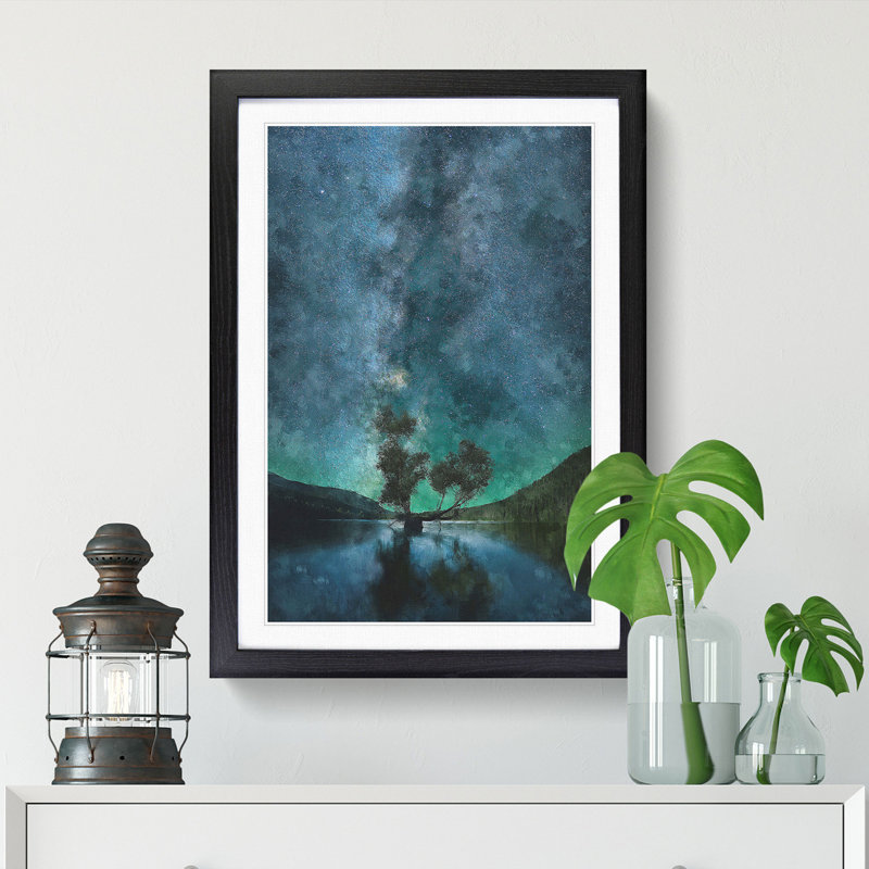 Milky Way Above Washington - Picture Frame Painting Print, Black Framed, 87cm H x 62cm W x 2cm D
