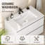 Meuble-lavabo suspendu blanc de 61 cm (24 po) avec lavabo en céramique, meuble-lavabo mural moderne cannelé avec 2 tiroirs à fermeture douce pour salle d'eau-1097982364-1097982365