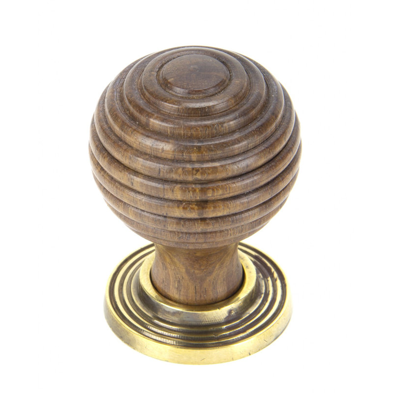 Beehive 35mm Diameter Round Knob, Rosewood/Aged Brass