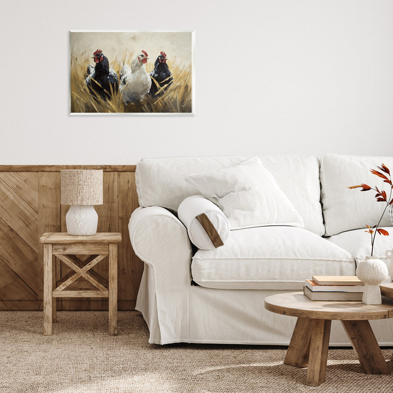 Chickens In Wheat Field, plaque murale, design par Tina LeCour, H 10 po x l 15 po