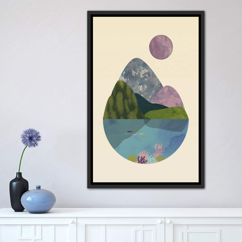 " Summer " by Flatowl, Distressed Black Framed Canvas, 26" H x 18" W x 1.5" D